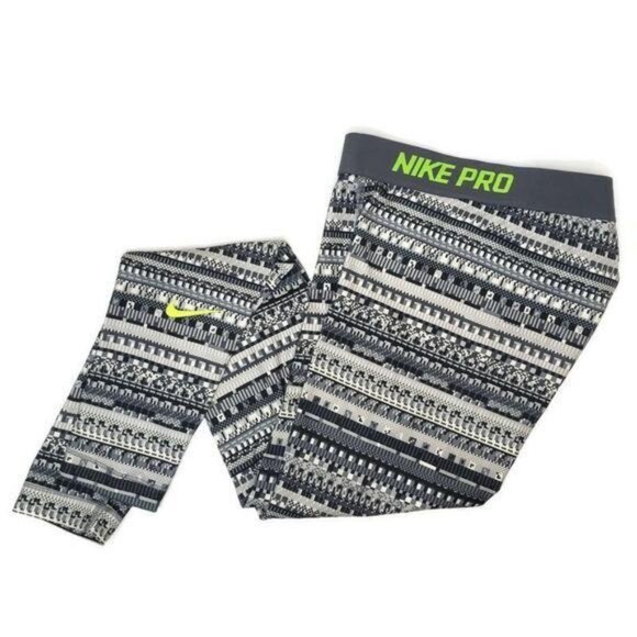 Nike Pro Dri-FIT Womens Leggings S neon green grey - Picture 7 of 9